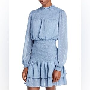Aqua Bloomingdale’s clip dot smocked waist dress